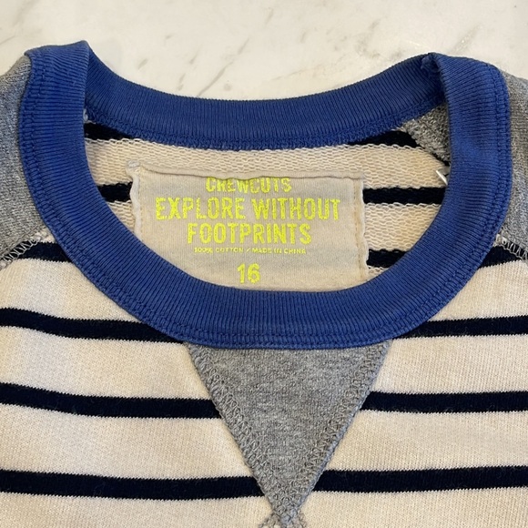 J.Crew / Crewcuts boys’ color-block striped crewneck sweatshirt NWOT - Picture 3 of 7